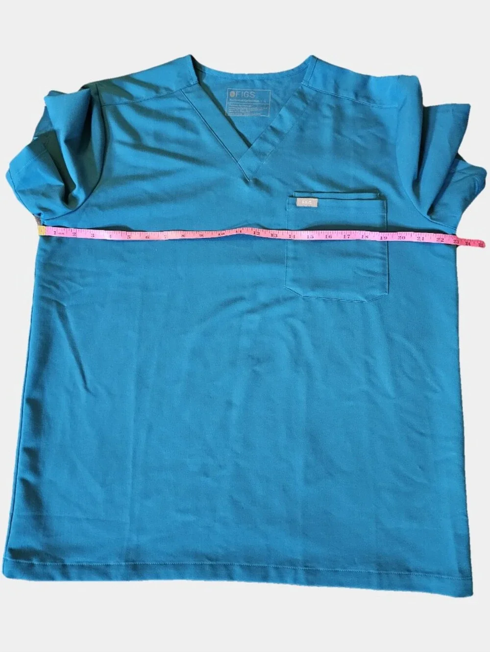 Figs Mens Leon V-Neck Short Sleeve Carribean Blue Scrub Top Size L